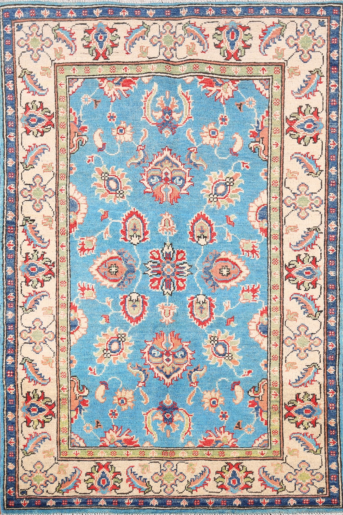 Blue Handmade Wool Oushak Oriental Rug 3x5