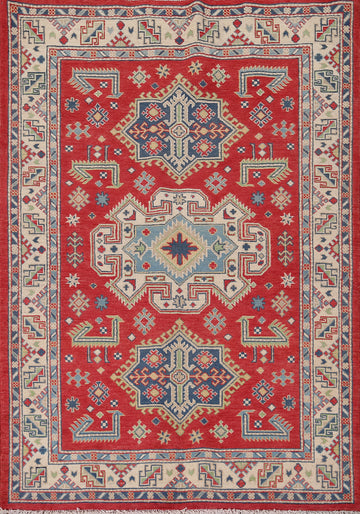 Geometric Wool Kazak Oriental Accent Rug 4x6