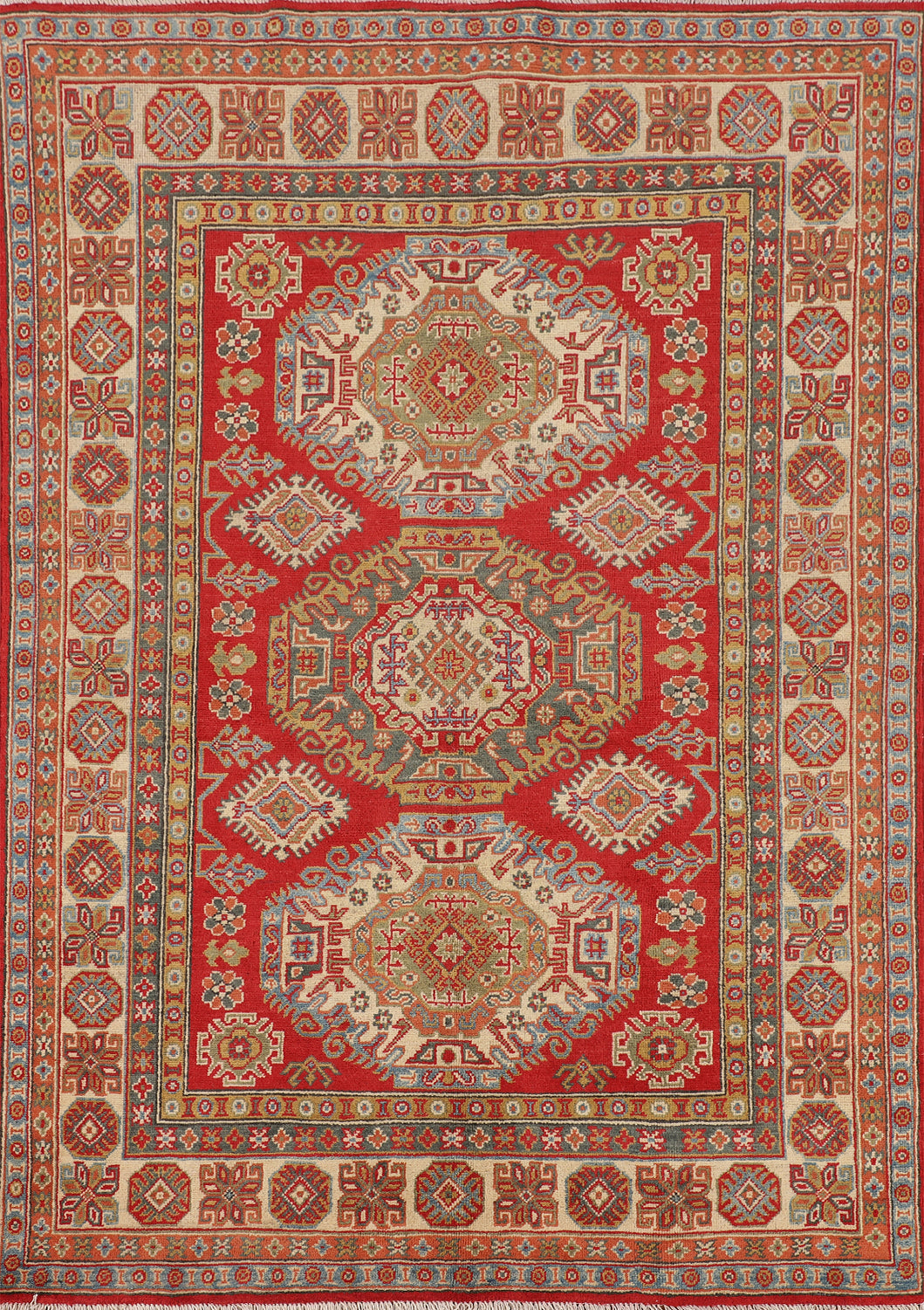 Handmade Wool Kazak Oriental Rug 5x7