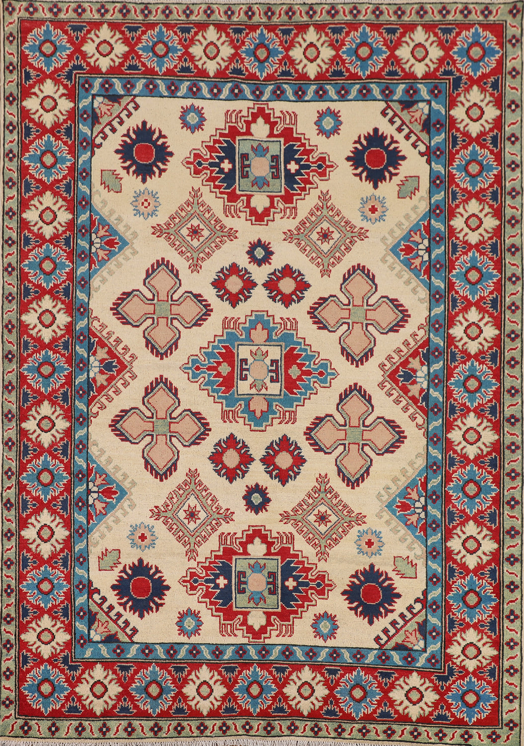 Handmade Wool Kazak Oriental Area Rug 5x8