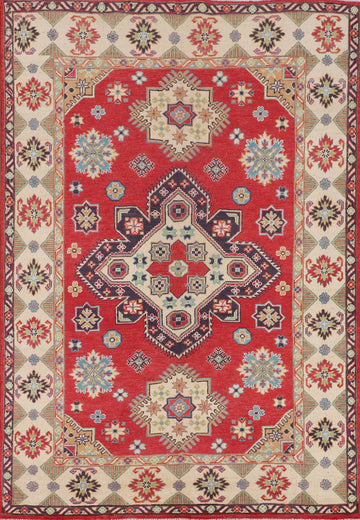 Geometric Wool Kazak Oriental Rug 5x7
