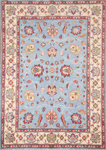 Light Blue Handmade Kazak Oriental Rug 5x7