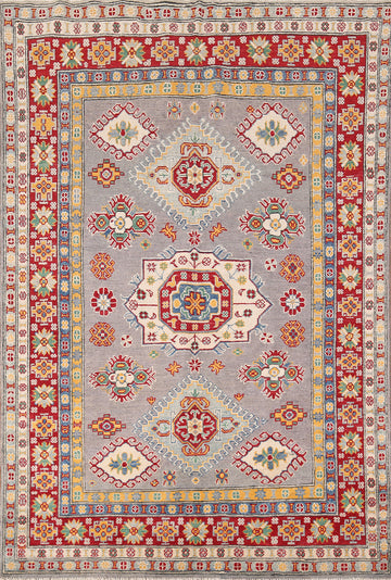 Handmade Wool Kazak Oriental Accent Rug 5x7