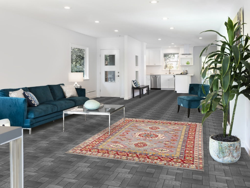 Handmade Wool Kazak Oriental Accent Rug 5x7