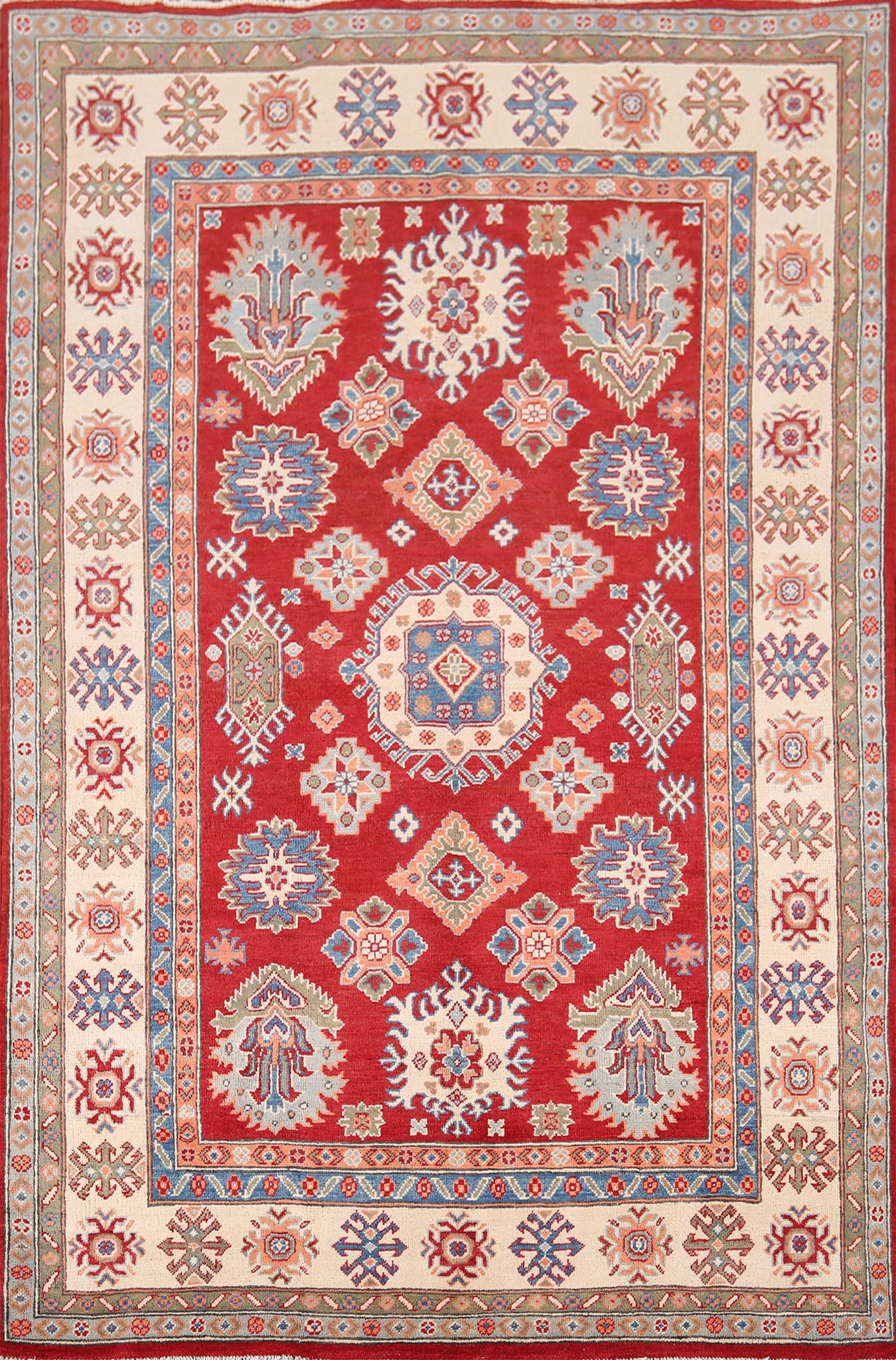 Handmade Wool Kazak Oriental Area Rug 5x8