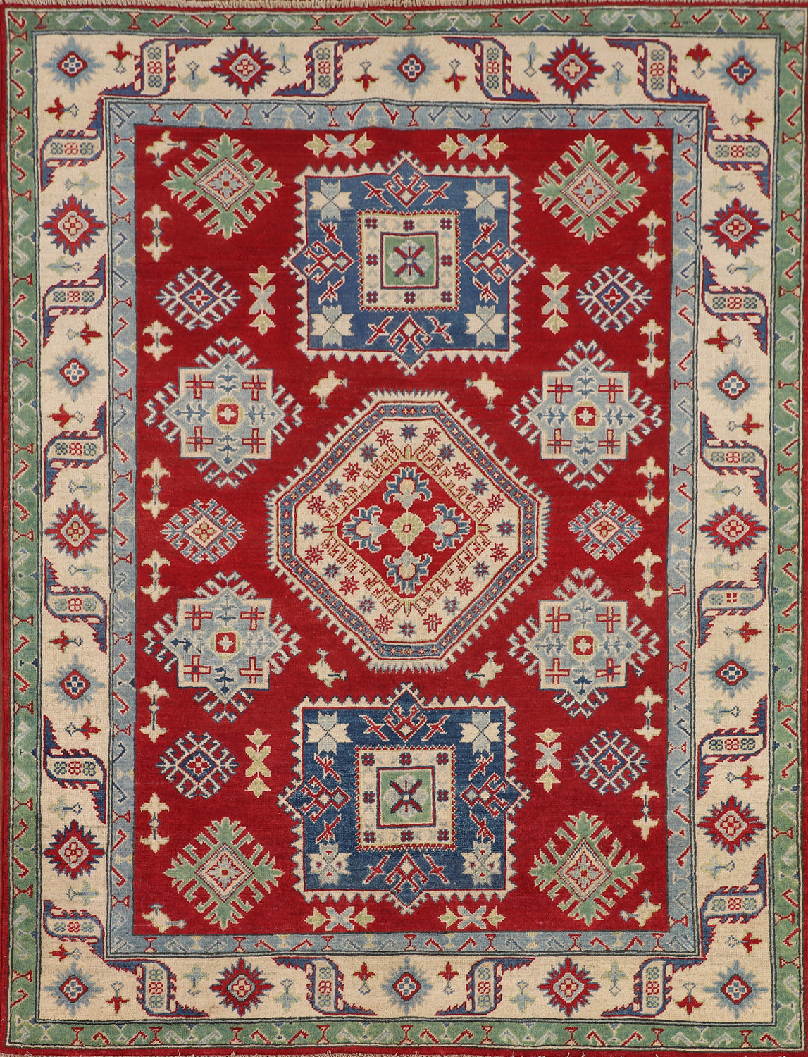 Geometric Red Kazak Oriental Rug 5x7