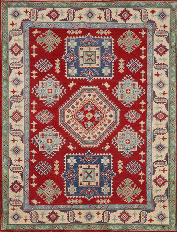 Geometric Red Kazak Oriental Rug 5x7