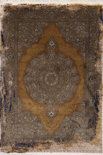 Traditional Silk Qum Turkish Area Rug 5x8