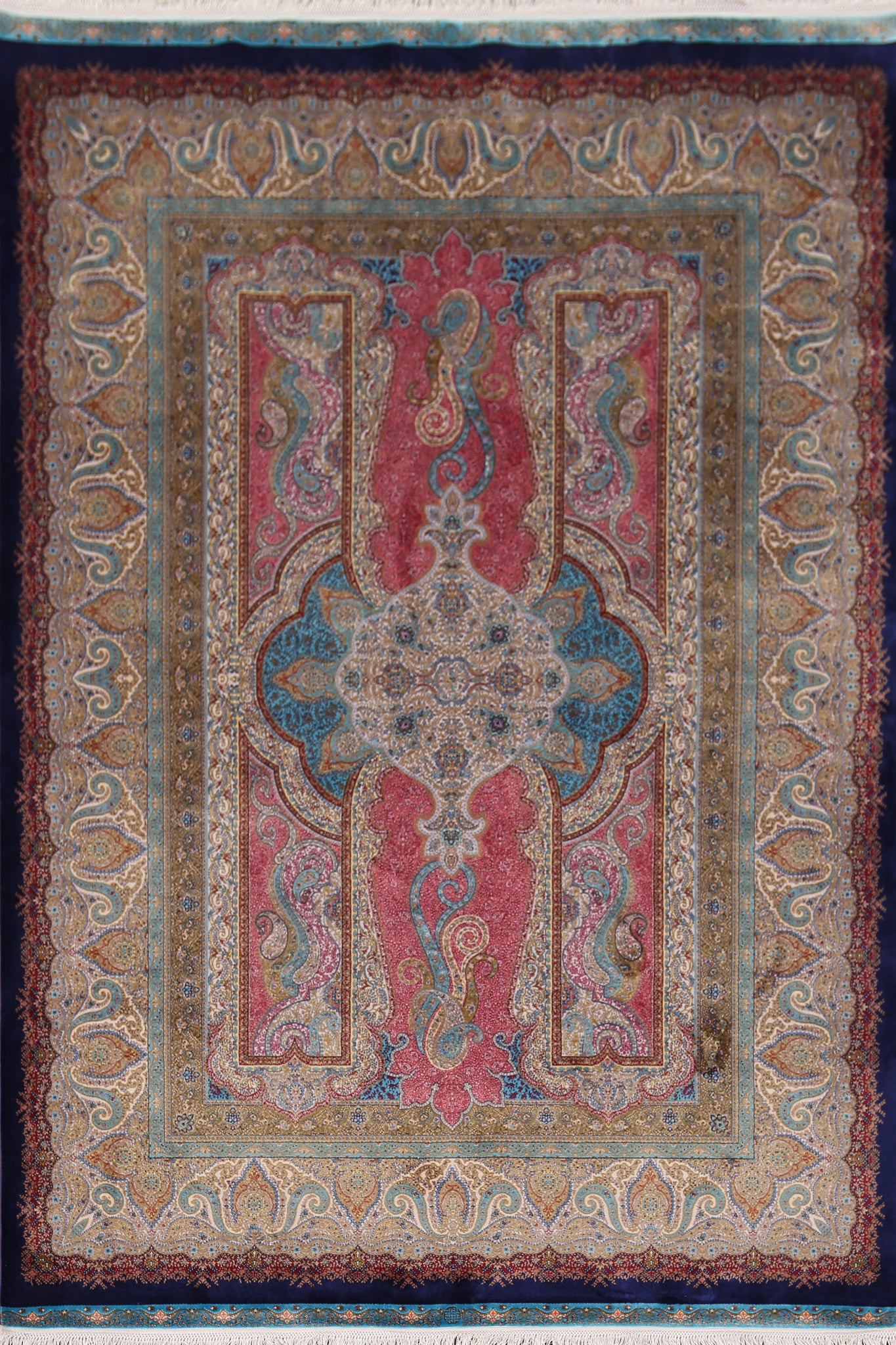 Traditional Silk Qum Turkish Area Rug 5x8