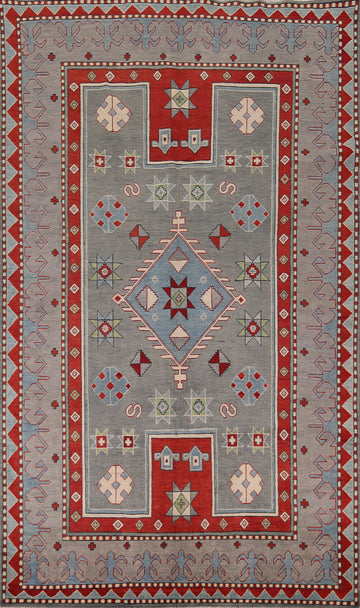 Handmade Wool Gray Kazak Oriental Area Rug 7x10