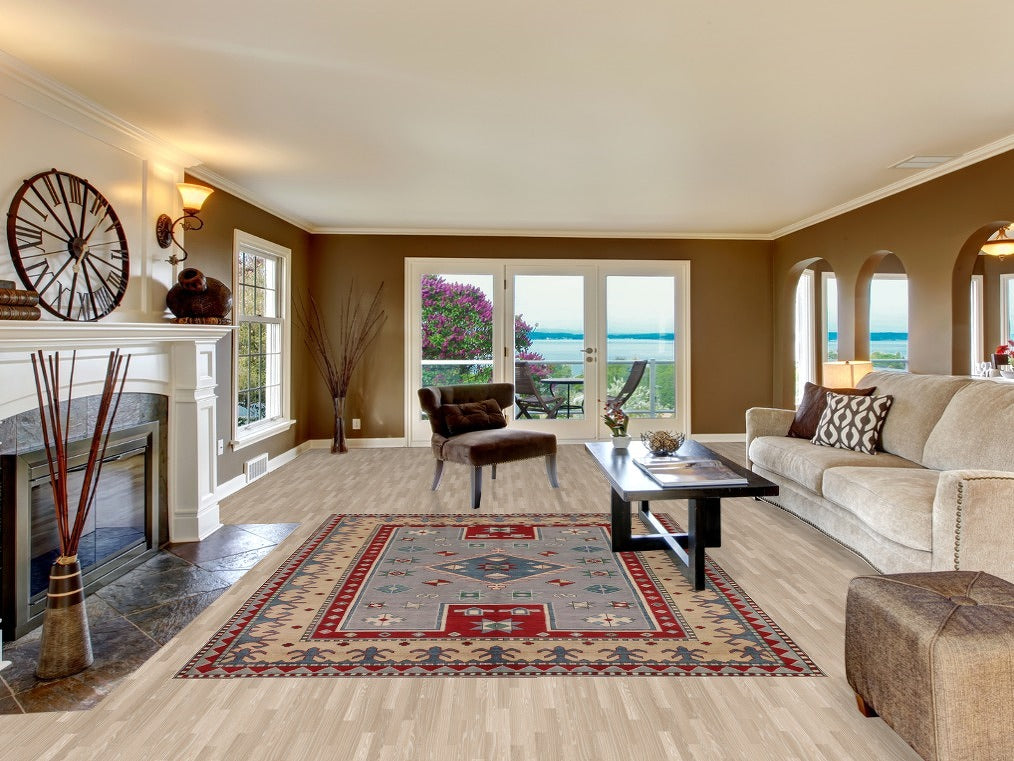 Gray Wool Kazak Oriental Area Rug 7x9