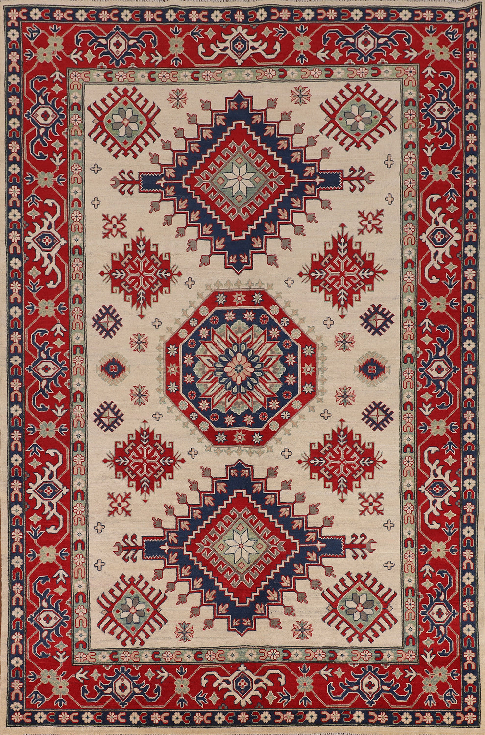 Geometric Kazak Oriental Area Rug 7x10