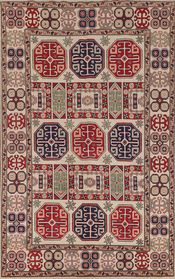 Geometric Kazak Oriental Area Rug 7x10