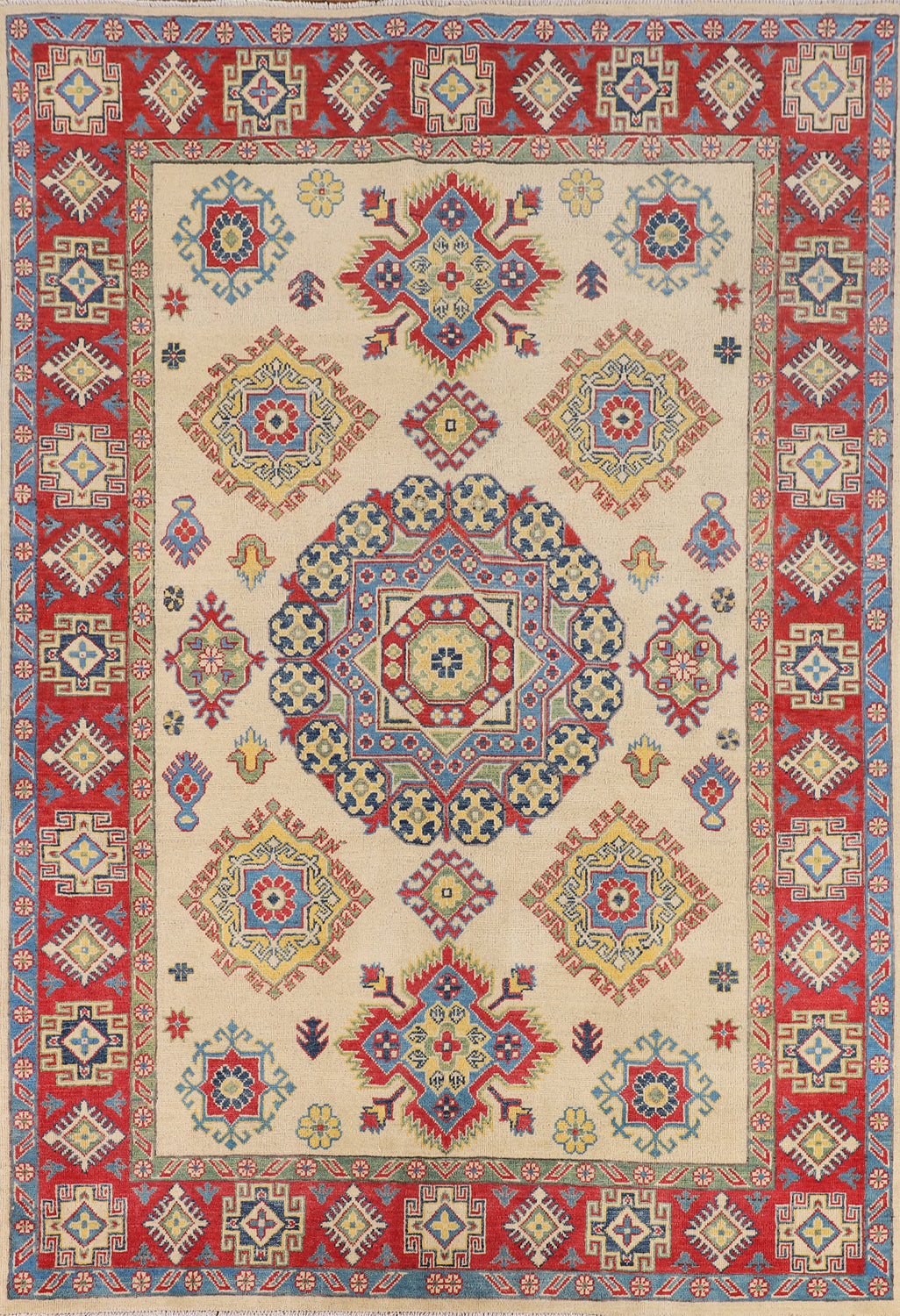 Geometric Kazak Oriental Area Rug 6x8