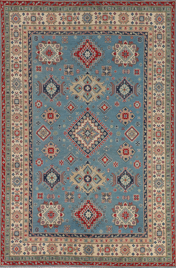 Light Blue Kazak Oriental Area Rug 7x10