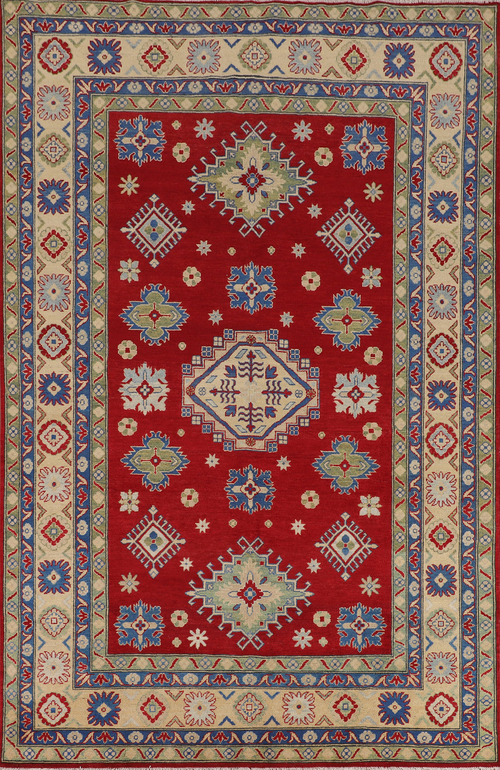Geometric Red Kazak Oriental Area Rug 7x10