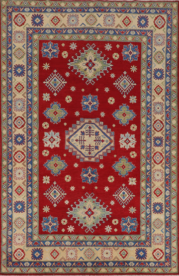 Geometric Red Kazak Oriental Area Rug 7x10