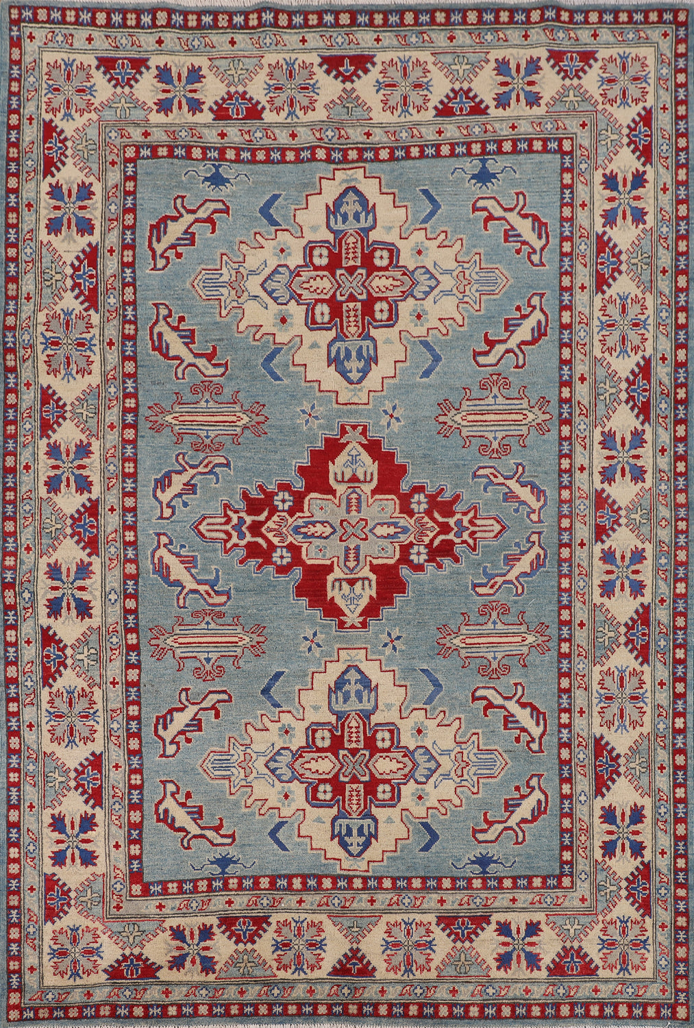 Light Blue Kazak Oriental Area Rug 6x8