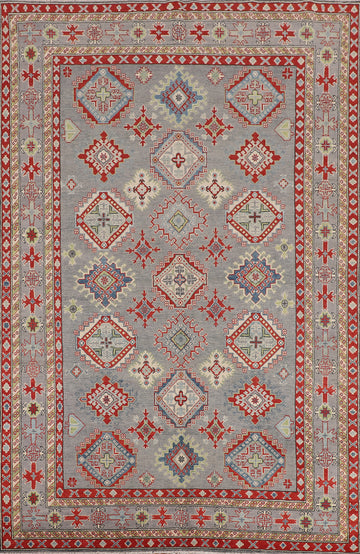 Gray Handmade Kazak Oriental Area Rug 7x10