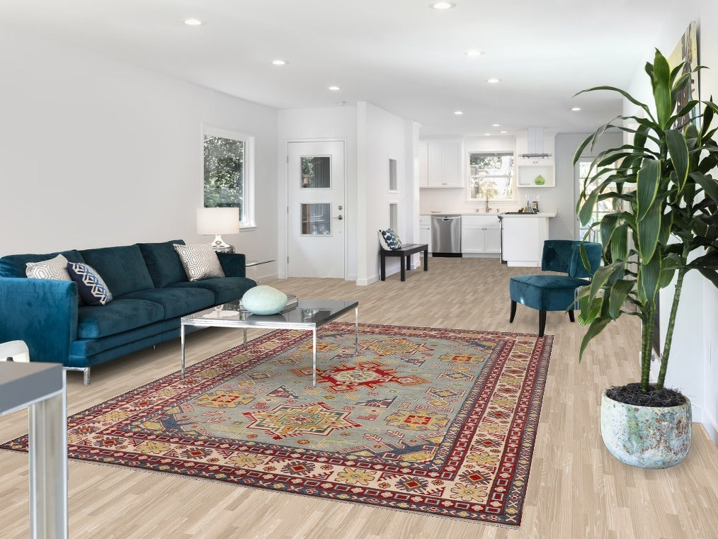 Light Blue Kazak Oriental Area Rug 7x10