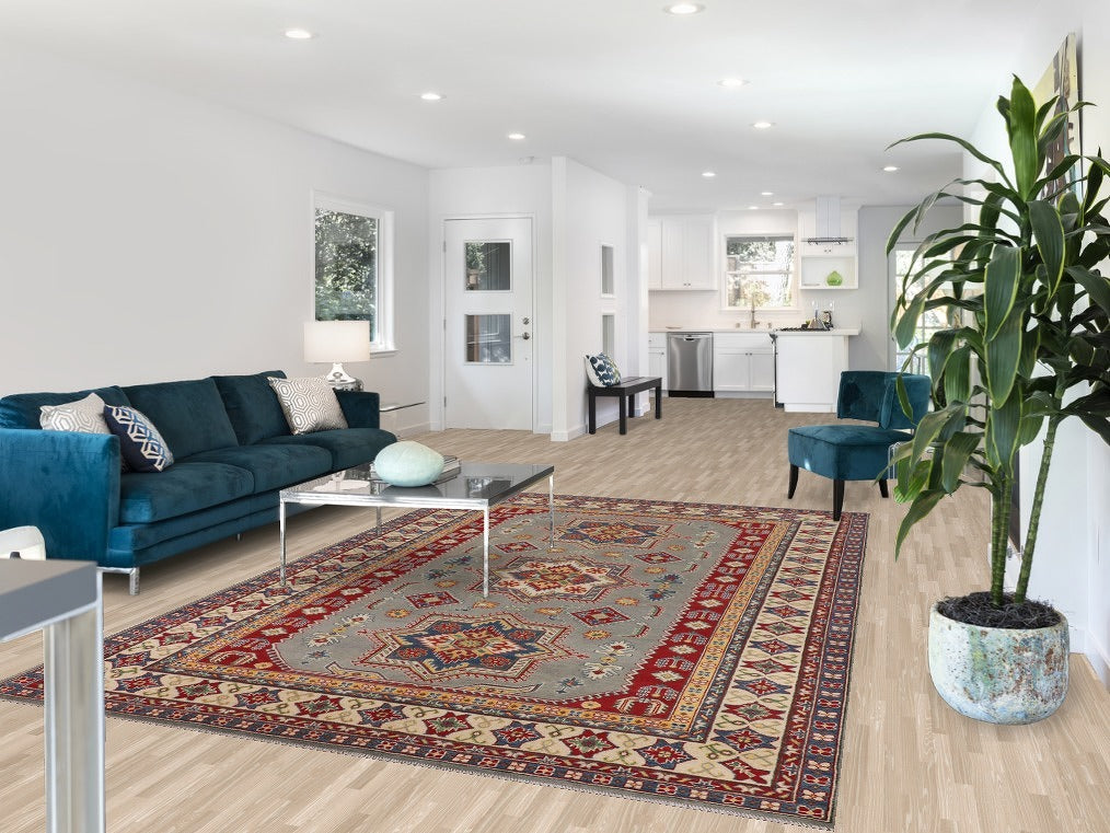 Geometric Kazak Oriental Area Rug 7x10