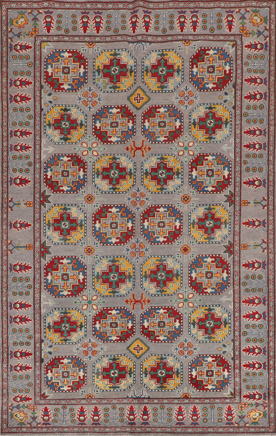All-Over Gray Kazak Oriental Area Rug 6x10
