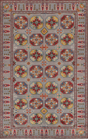 All-Over Gray Kazak Oriental Area Rug 6x10