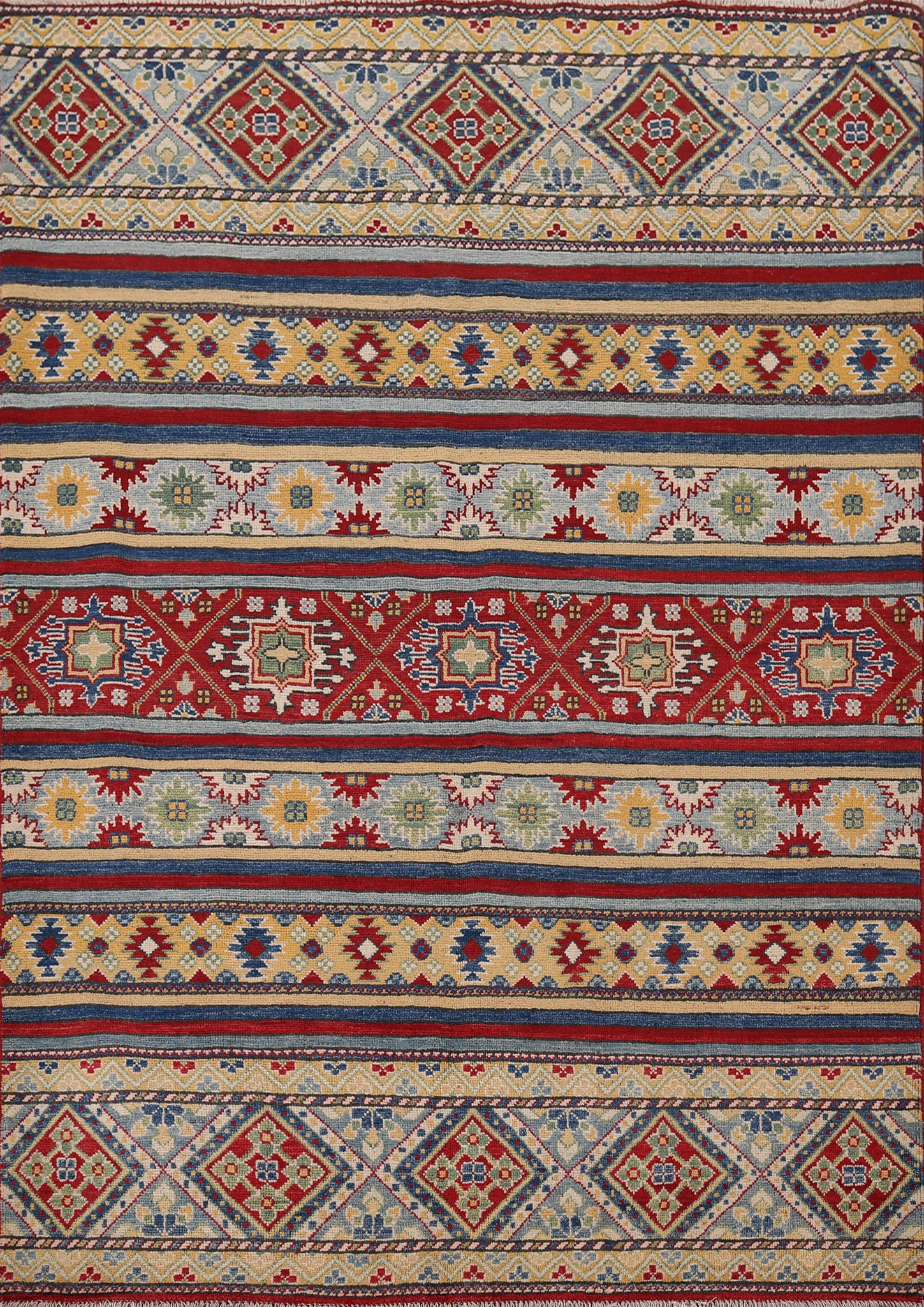 Striped Wool Kazak Oriental Rug 5x7