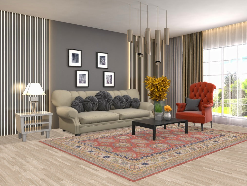 Geometric Kazak Oriental Area Rug 6x10