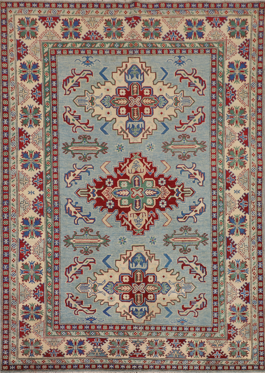 Light Blue Wool Kazak Oriental Area Rug 6x8