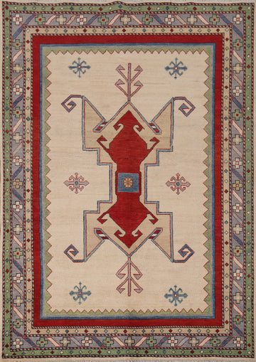 Geometric Wool Kazak Oriental Rug 5x7
