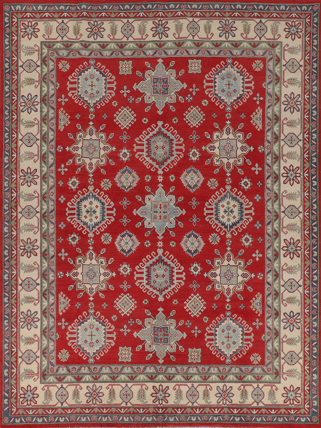 Red Geometric Kazak Oriental Area Rug 8x10