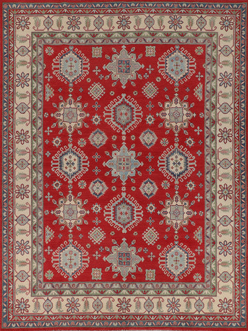 Red Geometric Kazak Oriental Area Rug 8x10