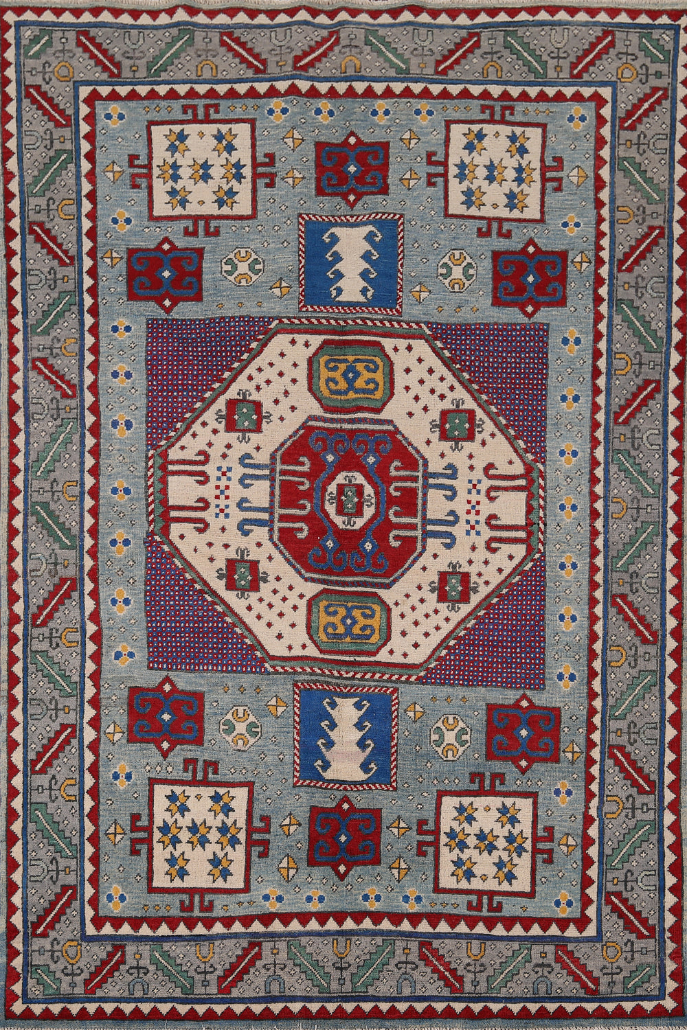 Handmade Wool Kazak Oriental Rug 5x7