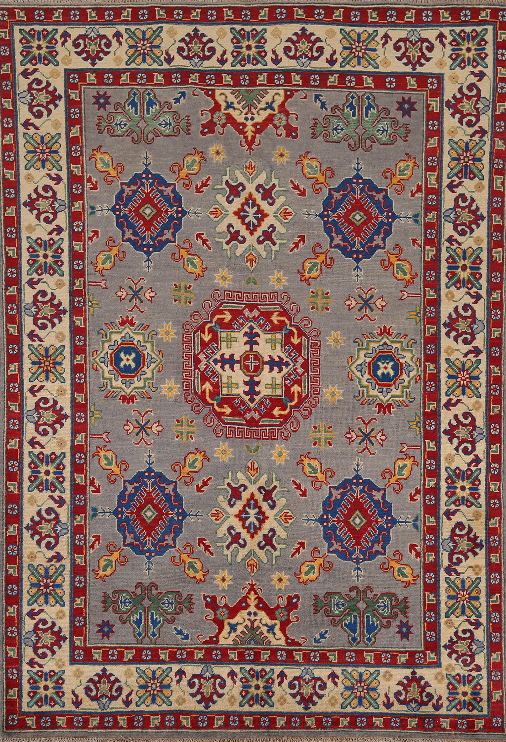 Handmade Wool Kazak Oriental Foyer Rug 5x7