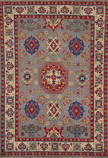 Handmade Wool Kazak Oriental Foyer Rug 5x7