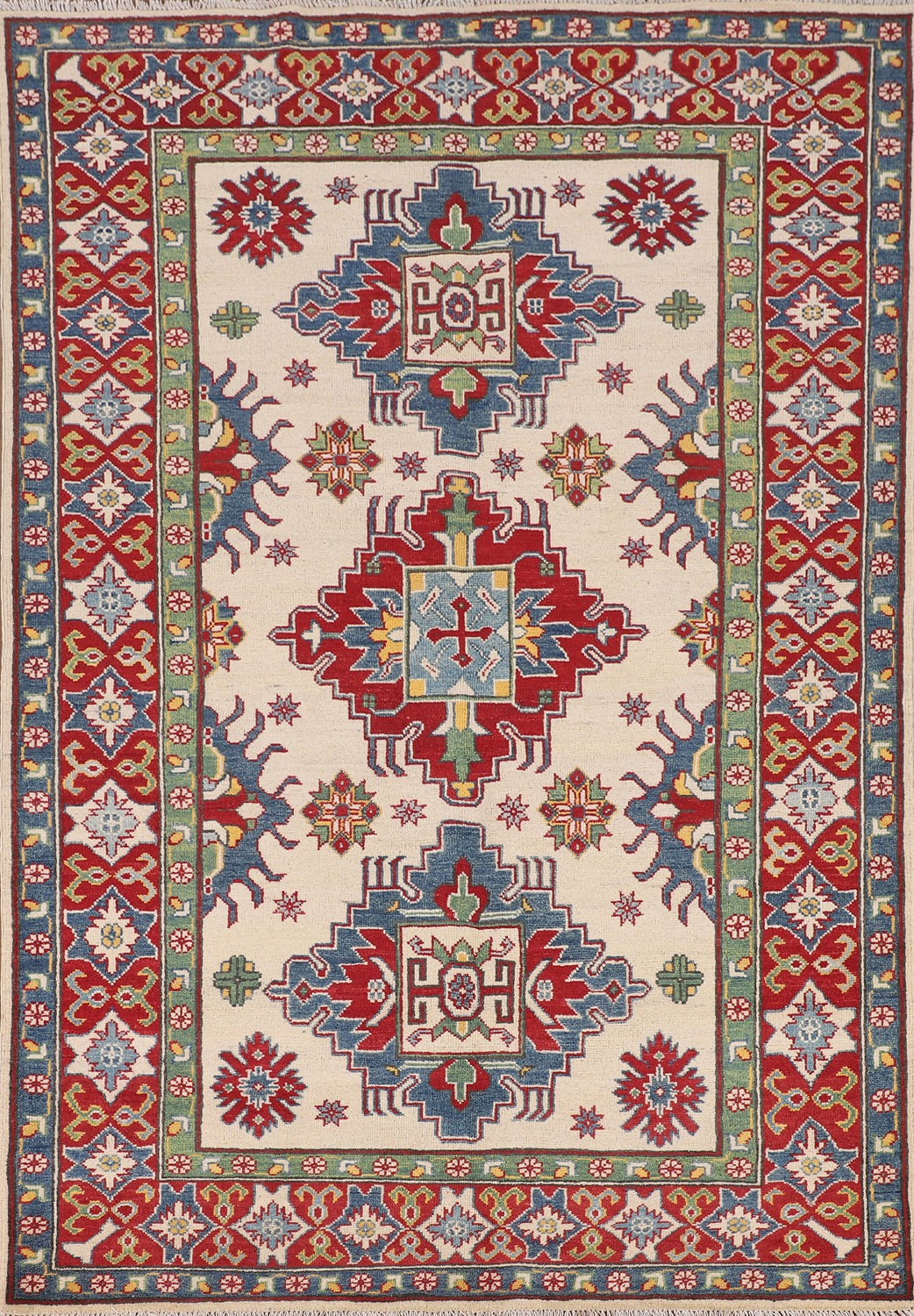 Handmade Wool Kazak Oriental Rug 5x7