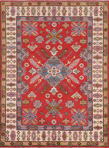 Geometric Wool Kazak Oriental Rug 5x7
