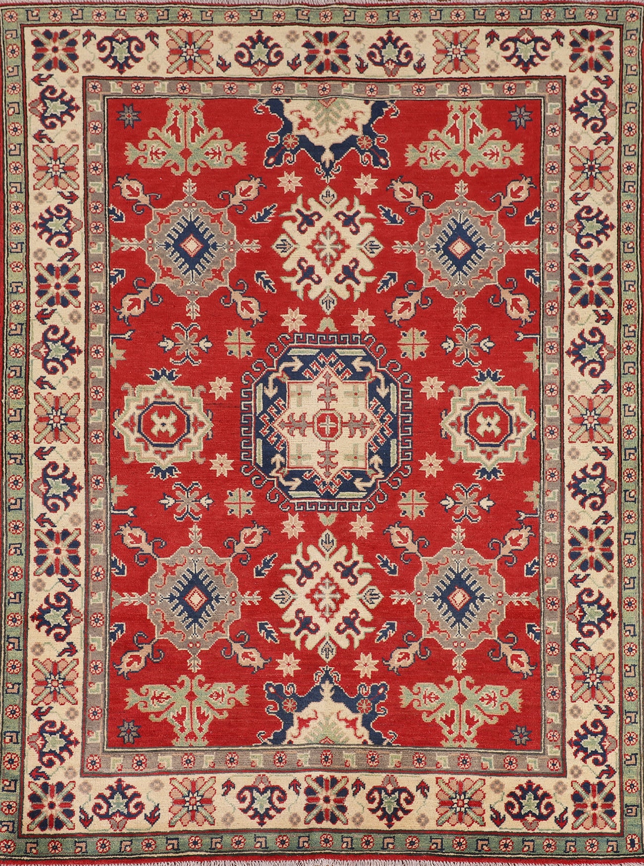 Geometric Red Kazak Oriental Rug 5x7