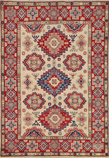 Geometric Kazak Oriental Handmade Rug 5x7
