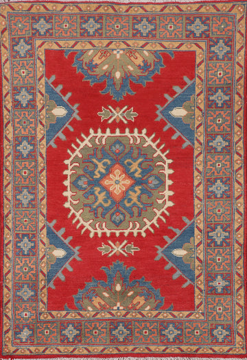 Handmade Red Wool Kazak Accent Rug 3x5