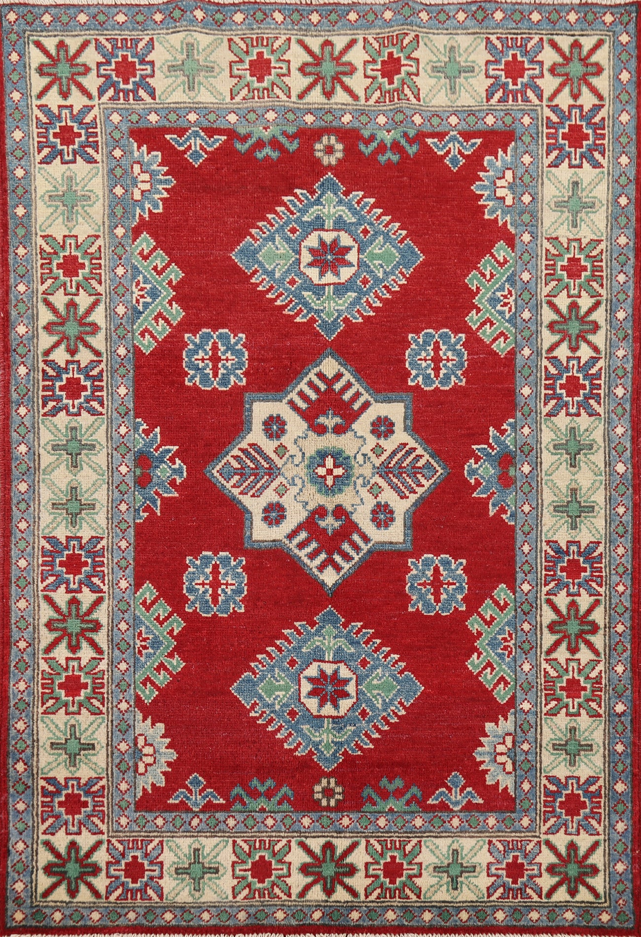 Handmade Red Kazak Oriental Foyer Rug 3x5