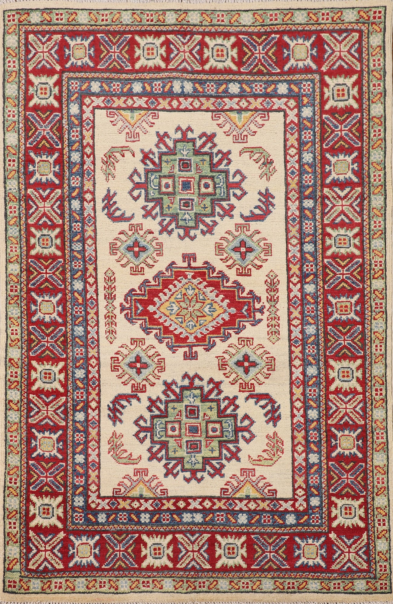 Handmade Wool Kazak Oriental Accent Rug 3x5