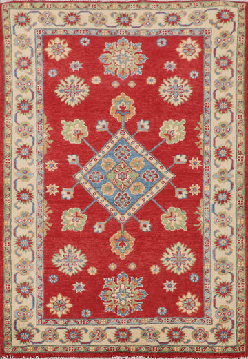 Handmade Red Kazak Wool Accent Rug 3x5