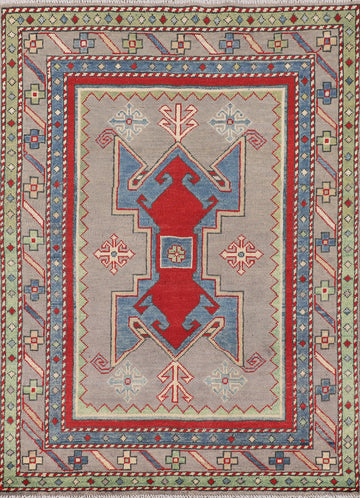 Geometric Wool Kazak Accent Rug 3x5