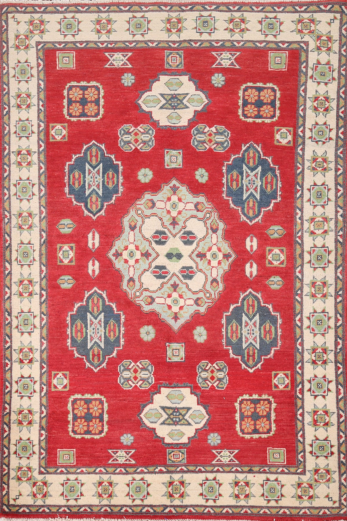 Geometric Kazak Handmade Accent Rug 4x6