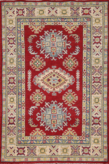 Red Geometric Kazak Oriental Foyer Rug 3x5