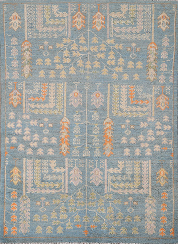 Light Blue Handmade Kazak Accent Rug 3x4