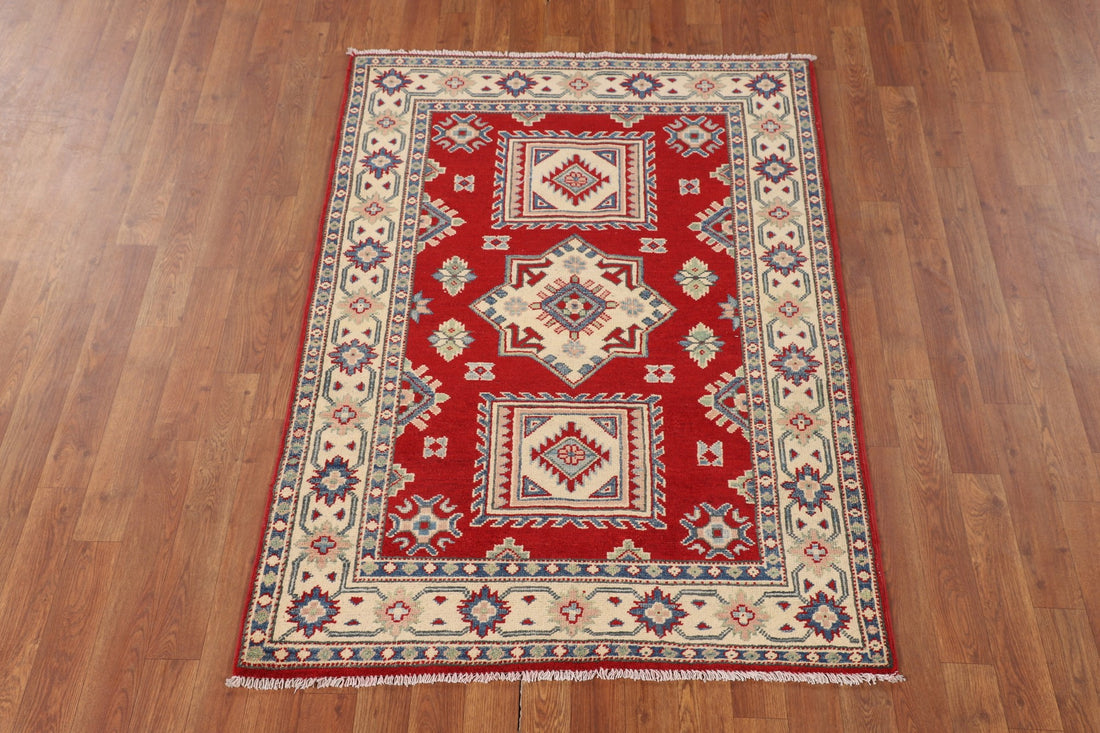 Handmade Red Wool Kazak Oriental Rug 3x5