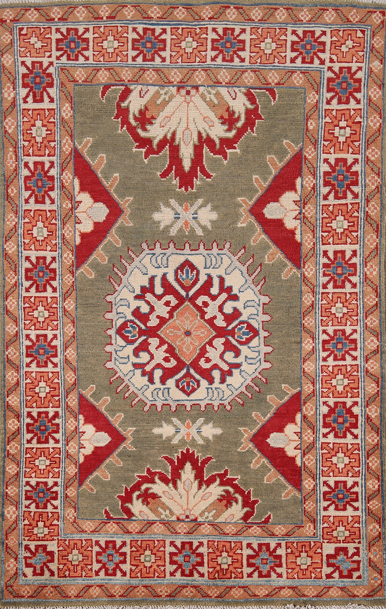 Geometric Wool Kazak Oriental Accent Rug 3x5